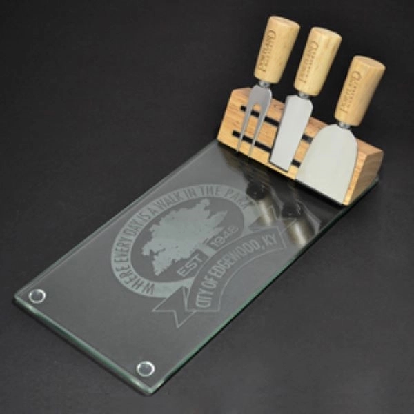 Tempered Glass Cheese board set.... from ASI 40544 Binaco / Binaline