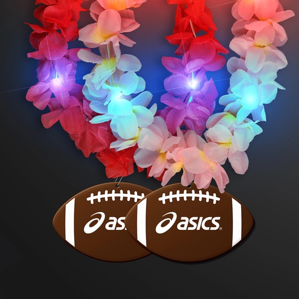 Light Up Hawaiian Leis with Custom Football Medallion; Domestic Imprint Pricing... from ASI 34194 ALightPromos / Alight Promotional Products