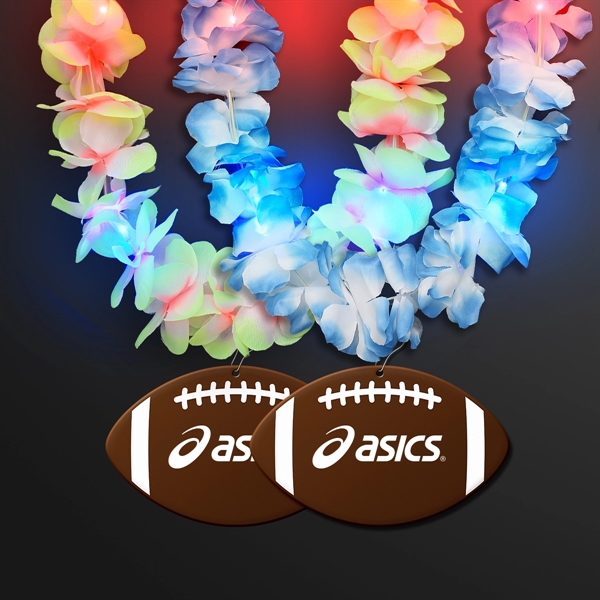 Light Up Hawaiian Leis with Custom Football Medallion; Domestic Imprint Pricing... from ASI 34194 ALightPromos / Alight Promotional Products