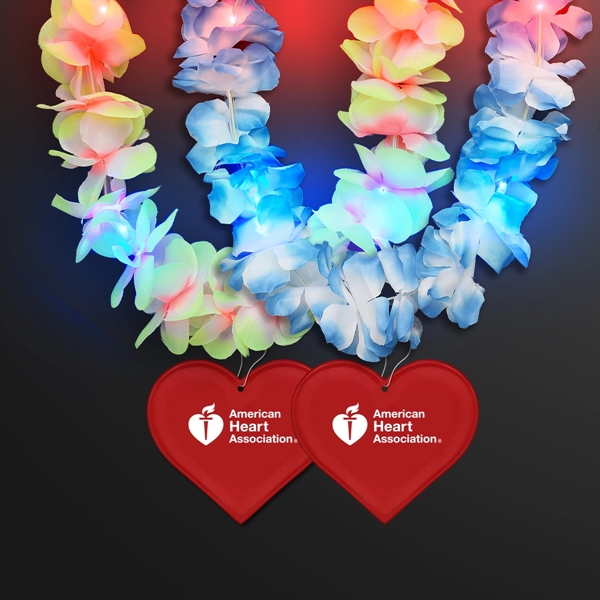 Light Up Hawaiian Leis with Custom Heart Medallion; Domestic Imprint Pricing... from ASI 34194 ALightPromos / Alight Promotional Products
