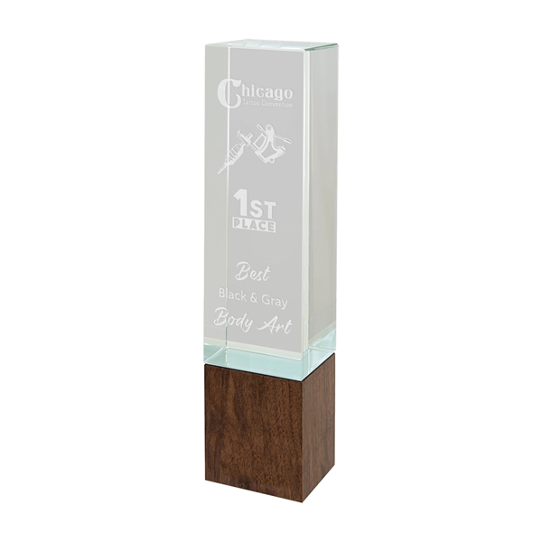 9 3/4" Rectangle Sierra Glass Award with Walnut Base... from ASI 74601 Calico