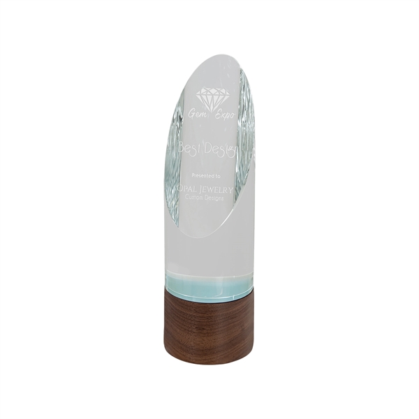 9" Cylinder Sierra Glass Award with Walnut Base... from ASI 74601 Calico