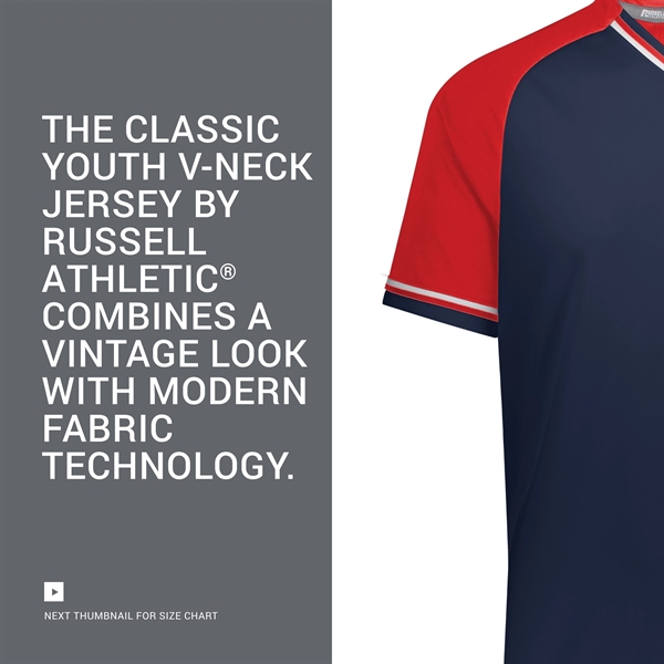 Youth Baseball V-Neck Jersey with 100% polyester double knit with color... from ASI 37461 Augusta Sportswear