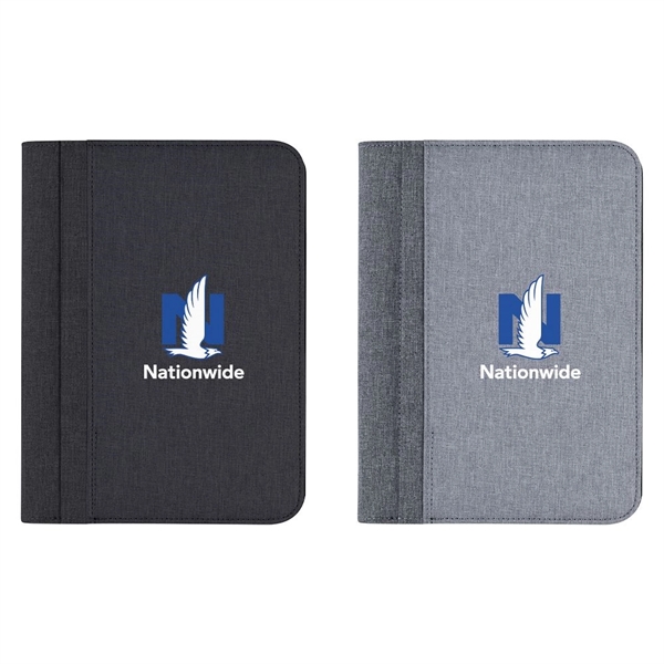 Linen-like full-zip portfolio with a built-in power bank, exterior pockets, tech... from ASI 88060 Snugz/USA Inc / Sweda®