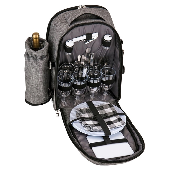 Picnic backpack with plates, napkins, wine glasses, utensils, salt/pepper shakers, blanket,... from ASI 88060 Snugz/USA Inc / Sweda®