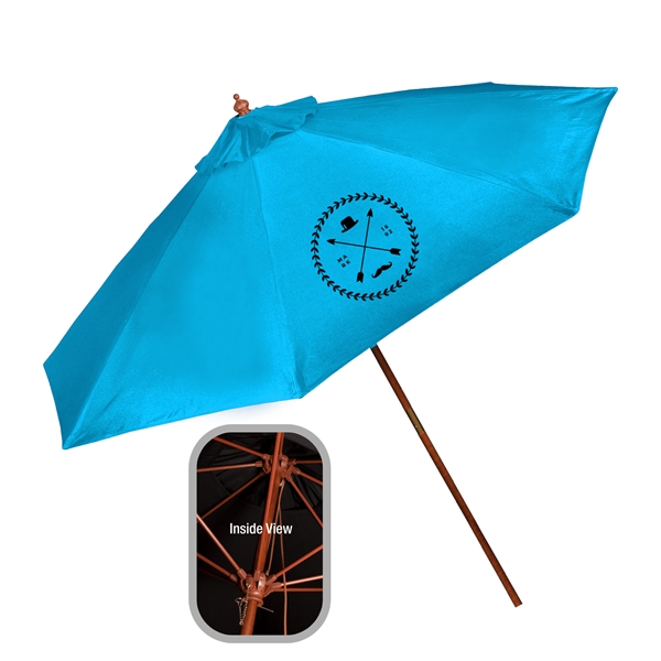 9' Wooden Market Umbrella; durable wooden frame, with a stylish &... from ASI 76730 Peerless Umbrella Co Inc