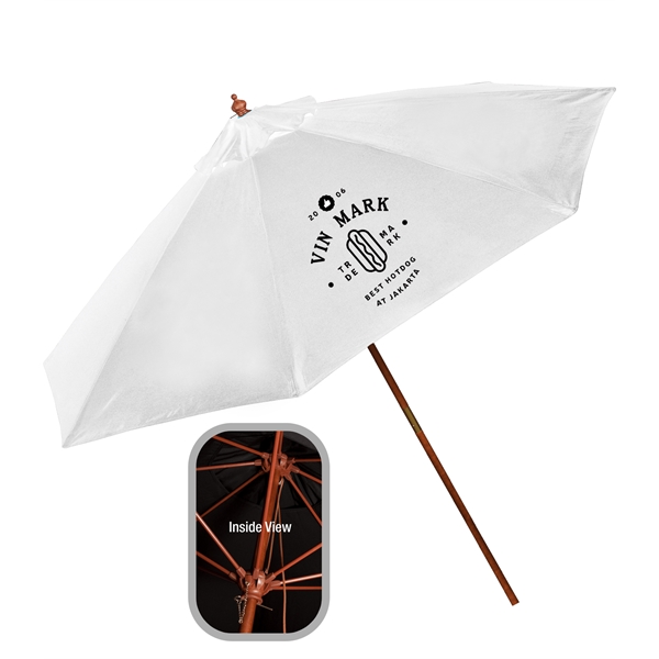9' Wooden Market Umbrella; durable wooden frame, with a stylish &... from ASI 76730 Peerless Umbrella Co Inc