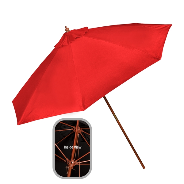 9' Wooden Market Umbrella; durable wooden frame, with a stylish &... from ASI 76730 Peerless Umbrella Co Inc