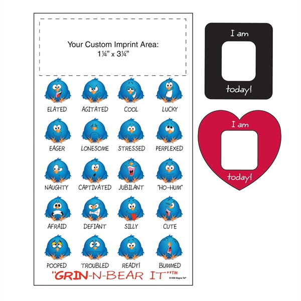 6"H x 3.5"W mood indicator magnet with heart shaped frame.... from ASI 54040 Fey Promo / Magna-Tel by Fey