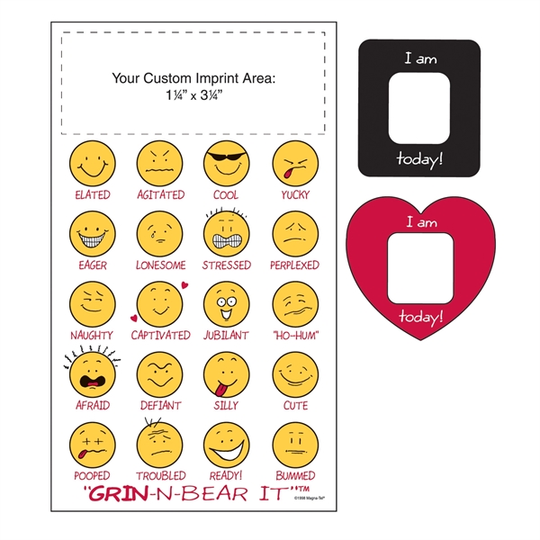 6"H x 3.5"W mood indicator magnet with heart shaped frame.... from ASI 54040 Fey Promo / Magna-Tel by Fey