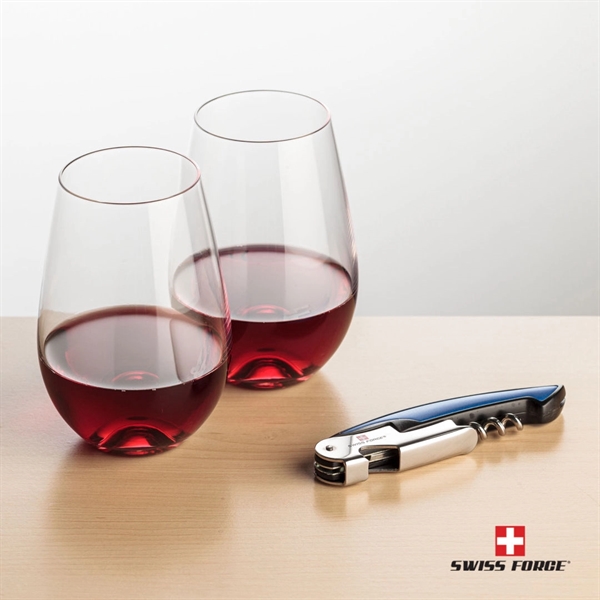 Giftset includes 2 Boston stemless wine glasses and Swiss Force® Impressive... from ASI 84592 St Regis Group