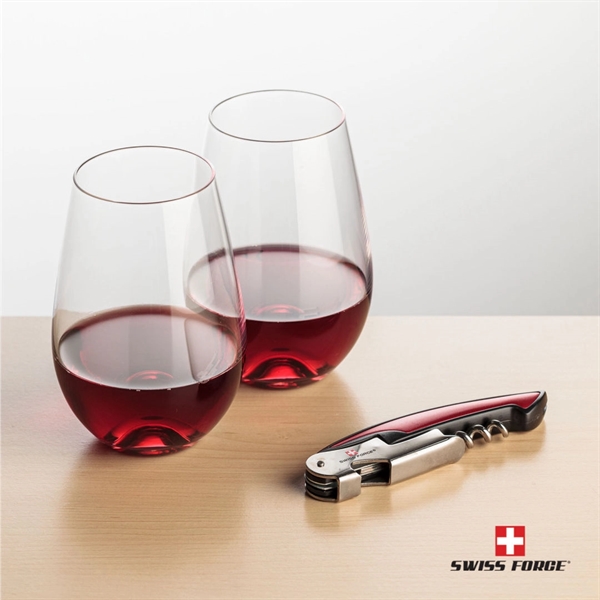 Giftset includes 2 Boston stemless wine glasses and Swiss Force® Impressive... from ASI 84592 St Regis Group