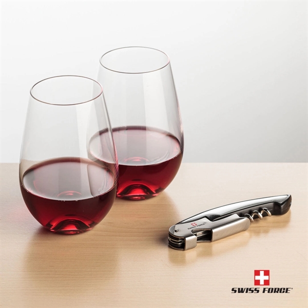 Giftset includes 2 Boston stemless wine glasses and Swiss Force® Impressive... from ASI 84592 St Regis Group