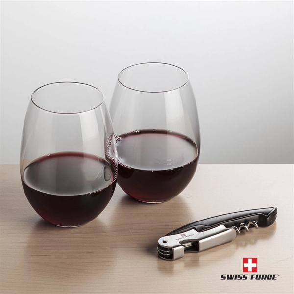 Giftset includes 2 Carlita Stemless wine glasses and Swiss Force® Impressive... from ASI 84592 St Regis Group