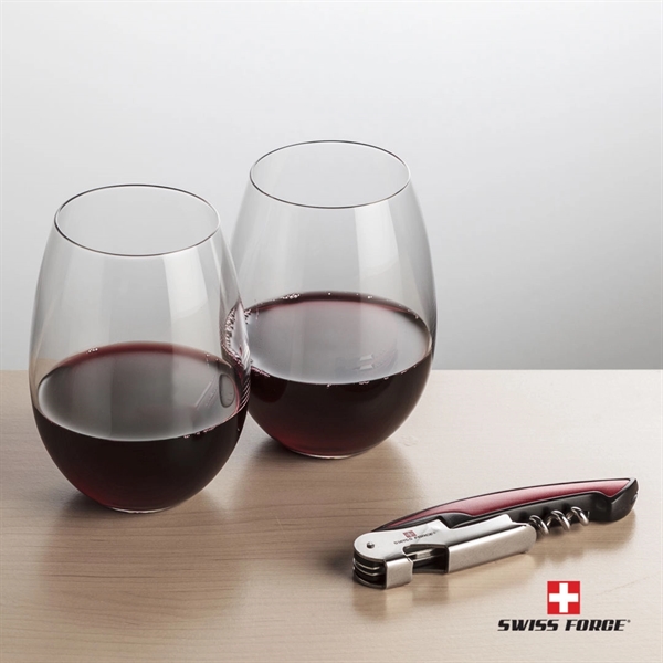 Giftset includes 2 Carlita Stemless wine glasses and Swiss Force® Impressive... from ASI 84592 St Regis Group