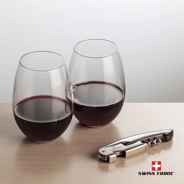 Giftset includes 2 Carlita Stemless wine glasses and Swiss Force® Impressive... from ASI 84592 St Regis Group