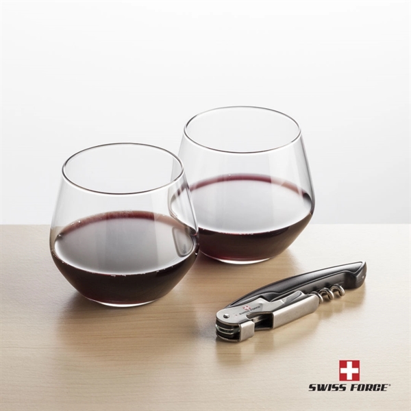 Giftset includes 2 Manddelay stemless wine glasses and Swiss Force® Impressive... from ASI 84592 St Regis Group