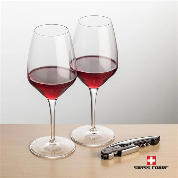 Giftset includes 2 Brunswick Stemmed wine glasses and Swiss Force® Impressive... from ASI 84592 St Regis Group