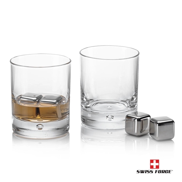 On-the-rocks glasses are paired with a set of 4 stainless steel... from ASI 84592 St Regis Group