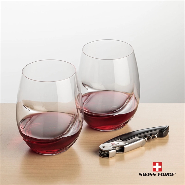 Giftset includes 2 Bartolo stemless wine glasses and Swiss Force® Impressive... from ASI 84592 St Regis Group