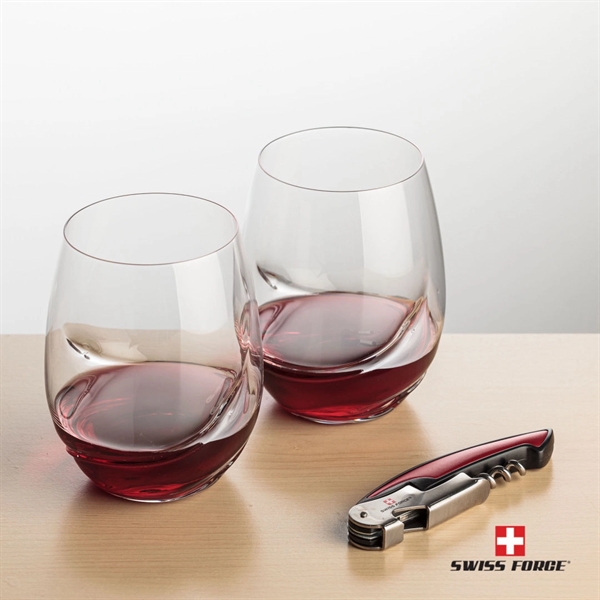 Giftset includes 2 Bartolo stemless wine glasses and Swiss Force® Impressive... from ASI 84592 St Regis Group