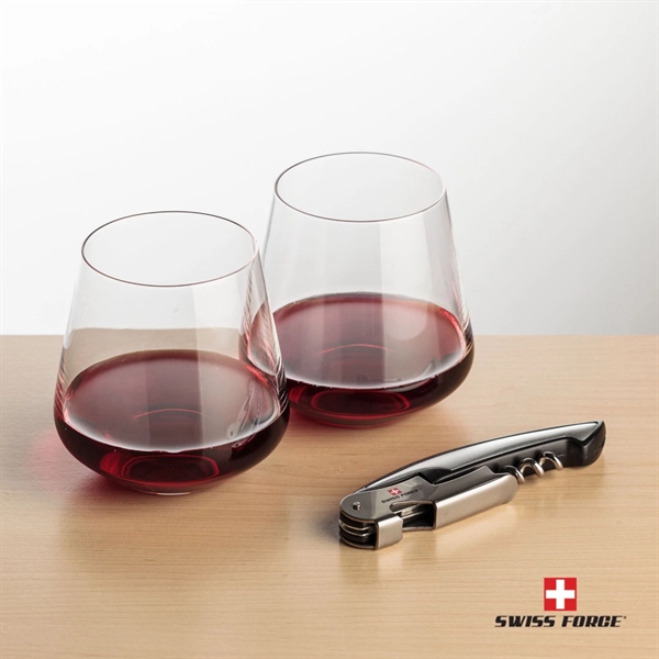 Giftset includes 2 Cannes stemless wine glasses and Swiss Force® Impressive... from ASI 84592 St Regis Group