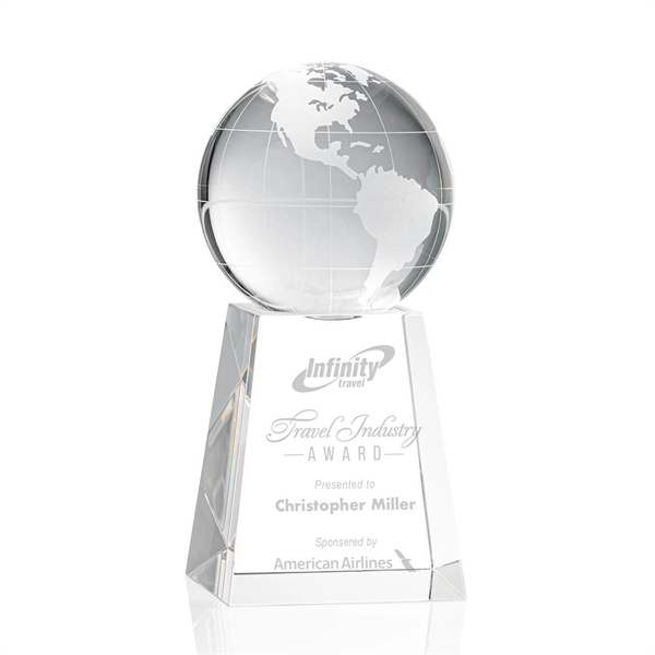 Optical crystal globe award on tall base.... from ASI 84592 St Regis Group / St Regis