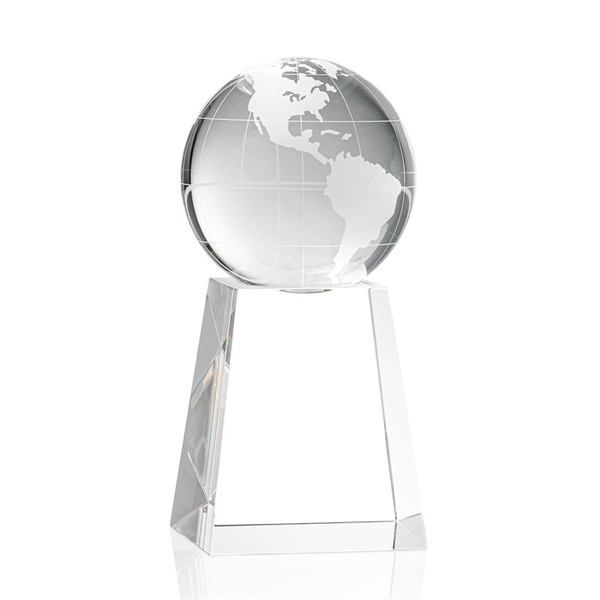 Optical crystal globe award on tall base.... from ASI 84592 St Regis Group / St Regis