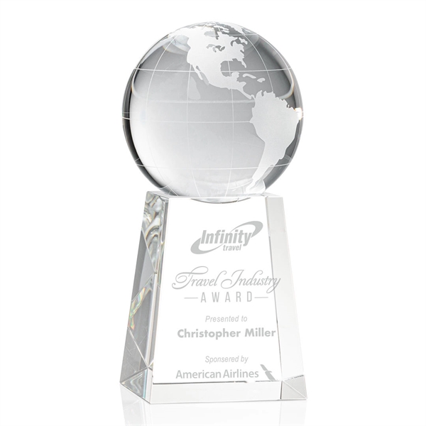 Optical crystal globe award on tall base.... from ASI 84592 St Regis Group / St Regis