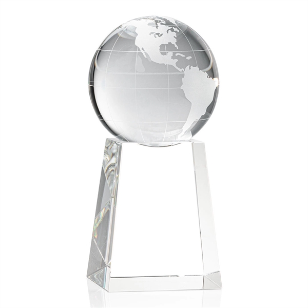Optical crystal globe award on tall base.... from ASI 84592 St Regis Group / St Regis