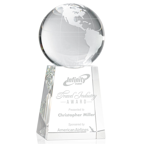 Optical crystal globe award on tall base.... from ASI 84592 St Regis Group / St Regis