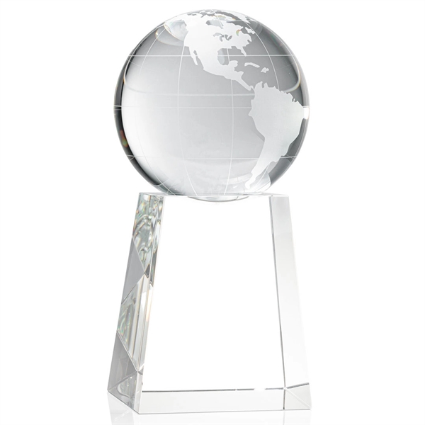 Optical crystal globe award on tall base.... from ASI 84592 St Regis Group / St Regis
