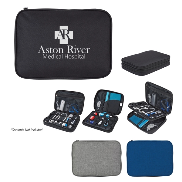 300 denier polyester electronics organizer travel case with mesh pockets, sewn-in... from ASI 61125 Hit Promotional Products / Hit®