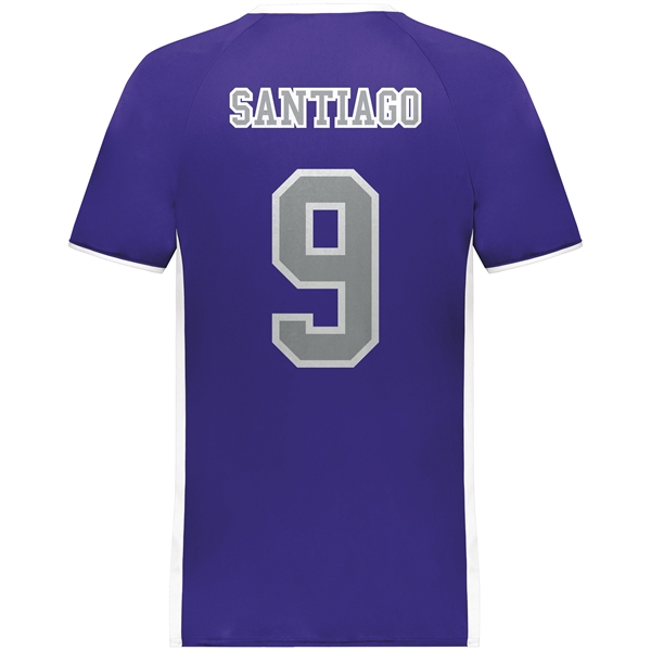 Youth Cutter+ V-Neck Jersey with 96% polyester/4% spandex interlock smooth knit.... from ASI 37461 Augusta Sportswear