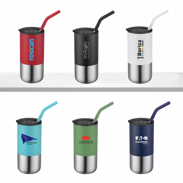 16 oz. Capacity Double Wall  Stainless Steel Tumbler with reusable... from ASI 30112 ACE Products