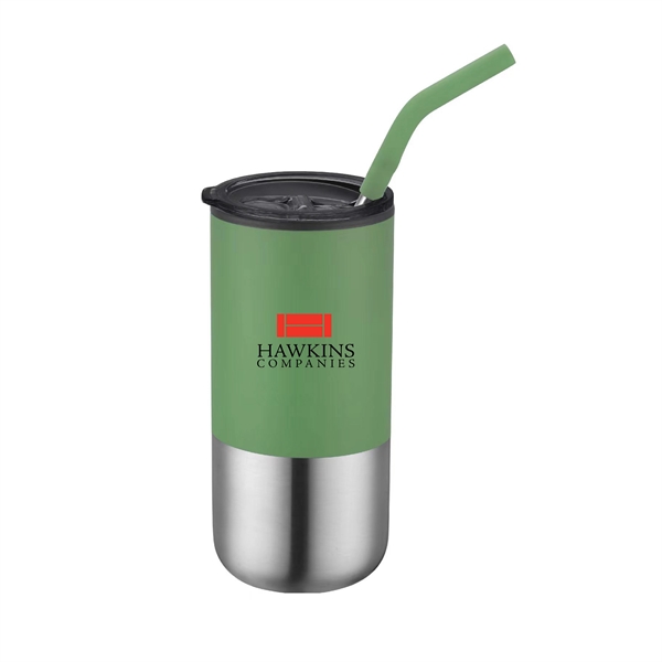 16 oz. Capacity Double Wall  Stainless Steel Tumbler with reusable... from ASI 30112 ACE Products