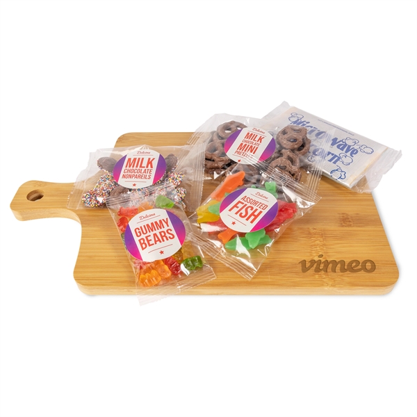 Charcuterie Board with candy and chocolate pretzels... from ASI 44900 NC Custom (CI/Lanco) / Chocolate Inn