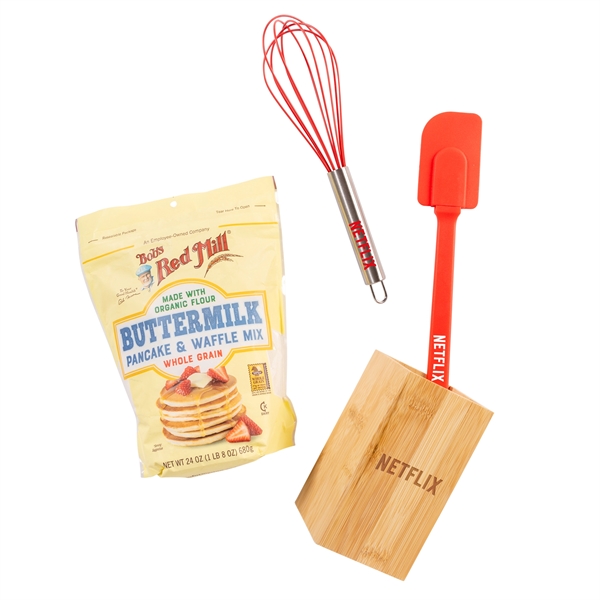 24oz pouch of buttermilk pancake and waffle mix, silicone spatula, silicone... from ASI 44900 NC Custom (CI/Lanco) / Lanco