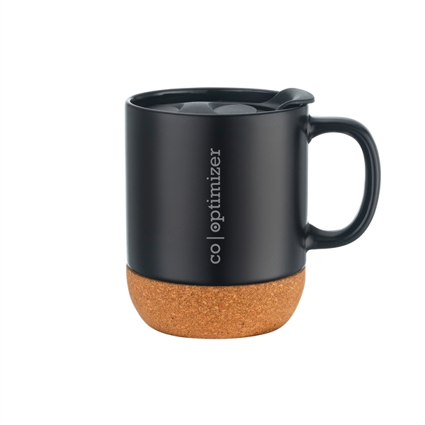 12 oz Cozy Ceramic Mug with Cork Base. Spill-proof plastic Lid... from ASI 30112 ACE Products