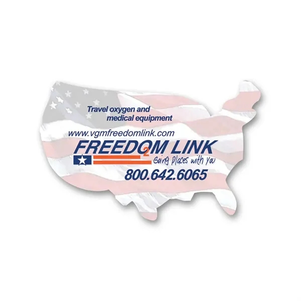 USA shaped vinyl decal with a repositionable adhesive backside.... from ASI 59080 Halls & Company