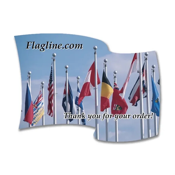 Flag shaped vinyl label with a permanent adhesive backside.... from ASI 59080 Halls & Company