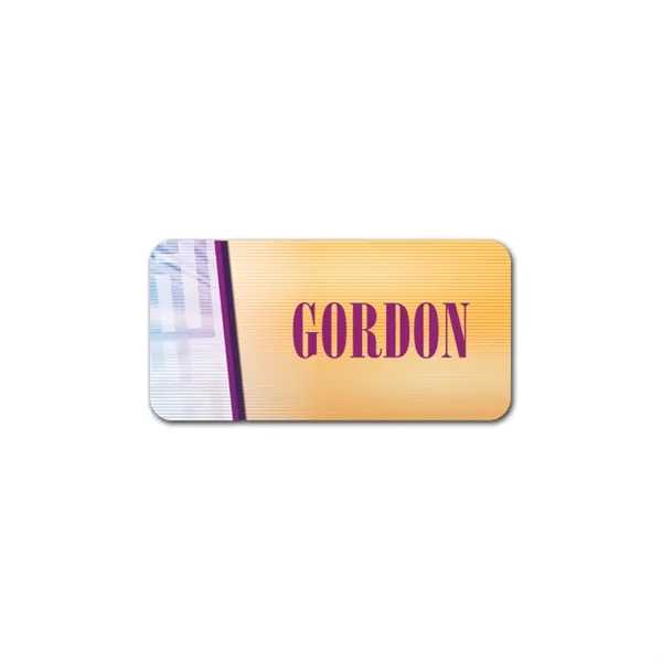 1" x 2" name badge with a pin fastener.... from ASI 59080 Halls & Company