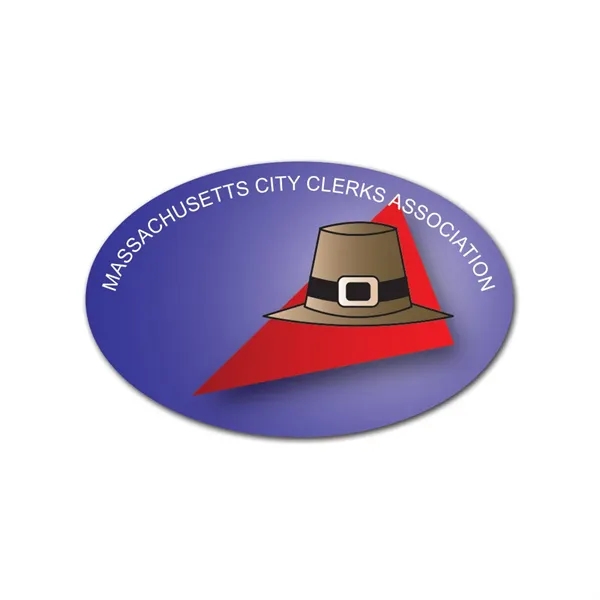 Oval shaped name badge with a pin fastener.... from ASI 59080 Halls & Company