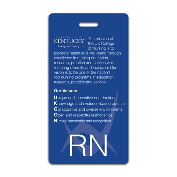 2,25" x 4.25" badge talker with a full color imprint on... from ASI 59080 Halls & Company