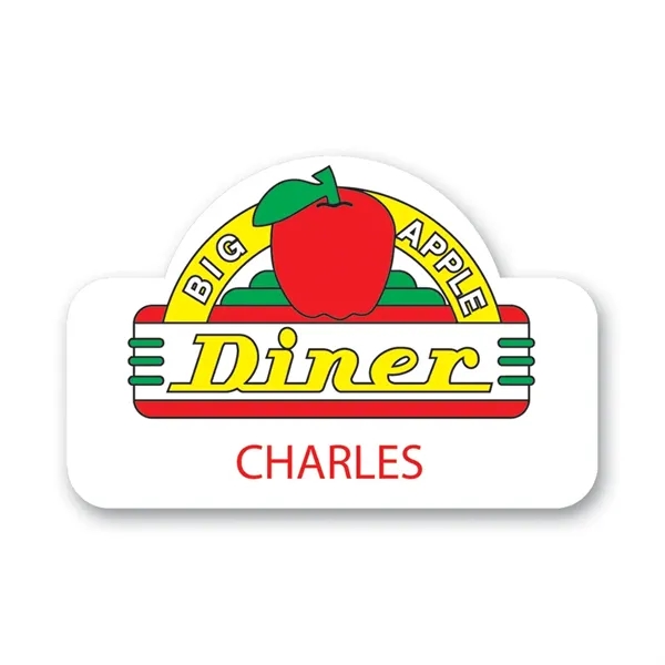 2" x 3" full color name badge with a pin fastener.... from ASI 59080 Halls & Company