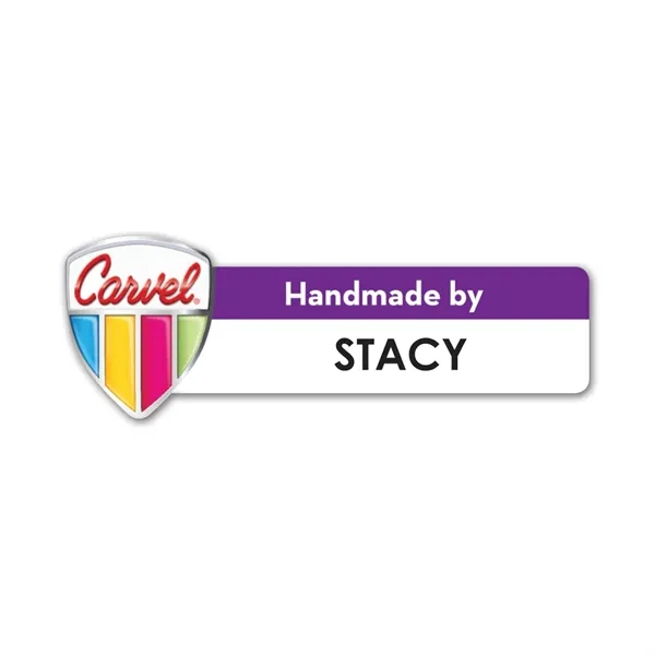 1" x 3" rectangular name badge with shield end and pin... from ASI 59080 Halls & Company