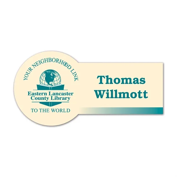 2" x 4" name badge with a pin fastener.... from ASI 59080 Halls & Company