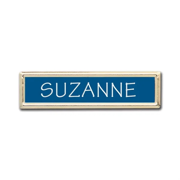Name badge with a metal frame, plastic insert, and pin fastener.... from ASI 59080 Halls & Company