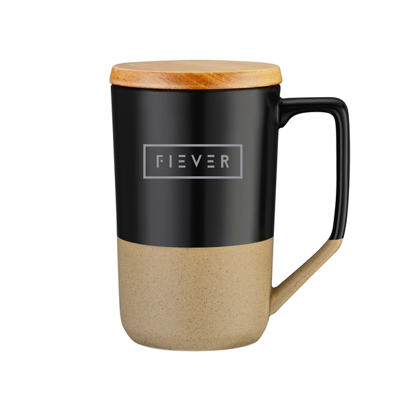 15 oz. Ceramic Tea and Coffee Mug with Wooden Lid. Comfortable... from ASI 30112 ACE Products