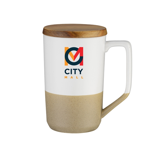 15 oz. Ceramic Tea and Coffee Mug with Wooden Lid. Comfortable... from ASI 30112 ACE Products